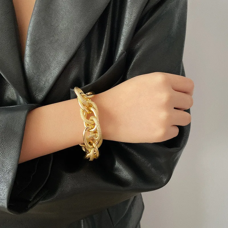 Bohemia Gothic Chunky Chain Bracelets Heavy Metal Punk Charm Bangle Women Snake Chain Indian Link Bracelet Couple Jewelry