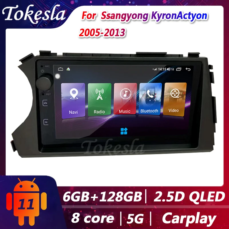 Tokesla Car Radio For Ssangyong Kyron Actyon 7 Android 11 Audio Central Multimedi Dvd Player GPS Navigation Bluetooth 2005-2013