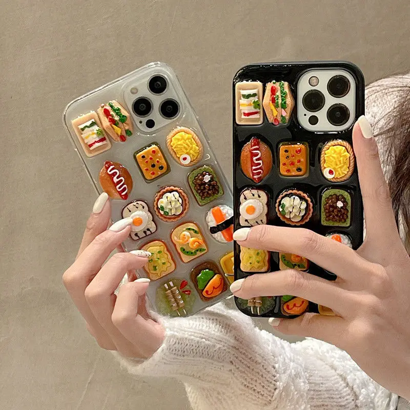 3D Cute Food Sushi Cartoon Case for Iphone 11 12pro 13 Promax Xsmax 8 Plus Soft Transparent Silicone Anti Fall Protective Cover