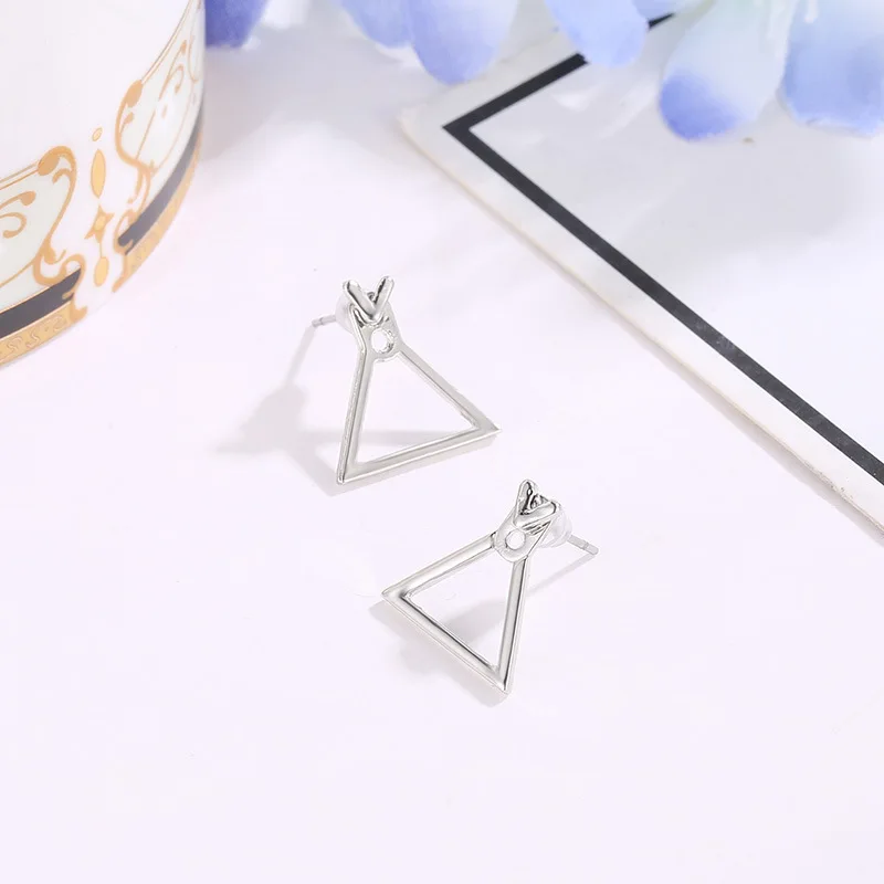 Creative Triangle Square Stud Earrings For Women Trendy Simple Minimalist Gold Color Geometric Metal Ear Jewelry Accessories