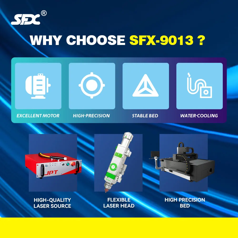 9013 SFX Optical Fiber Laser Cutter 1500W JPT Metal Laser Cutting Machine 900*1300 Cutting Area
