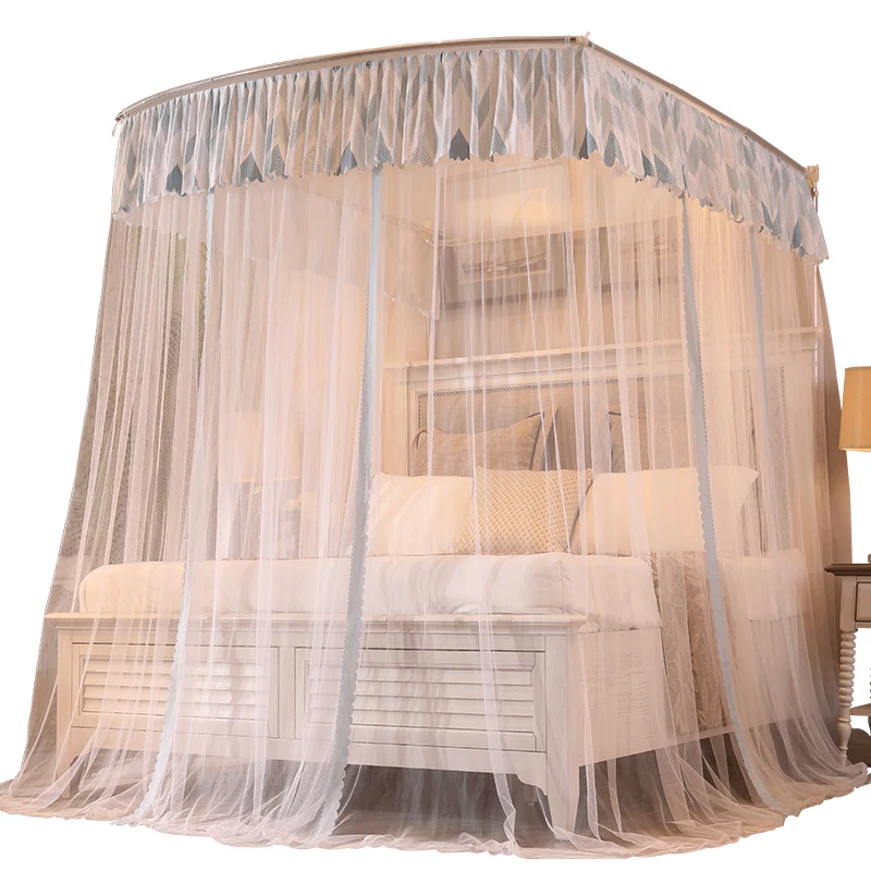 U-Mosquito Net Retractable Home Double Simple Bracket Tattoo 1.8m Thickened Bed 2.0x2.2 Curtains Mosquito Repellent Tent