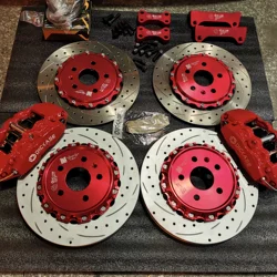 Car Brake Front 4 Pot Brake Caliper Kits Front Rear E-Handbrake Expand Disc 17inch Rim for VW Golf Gti/Audi/Mazda