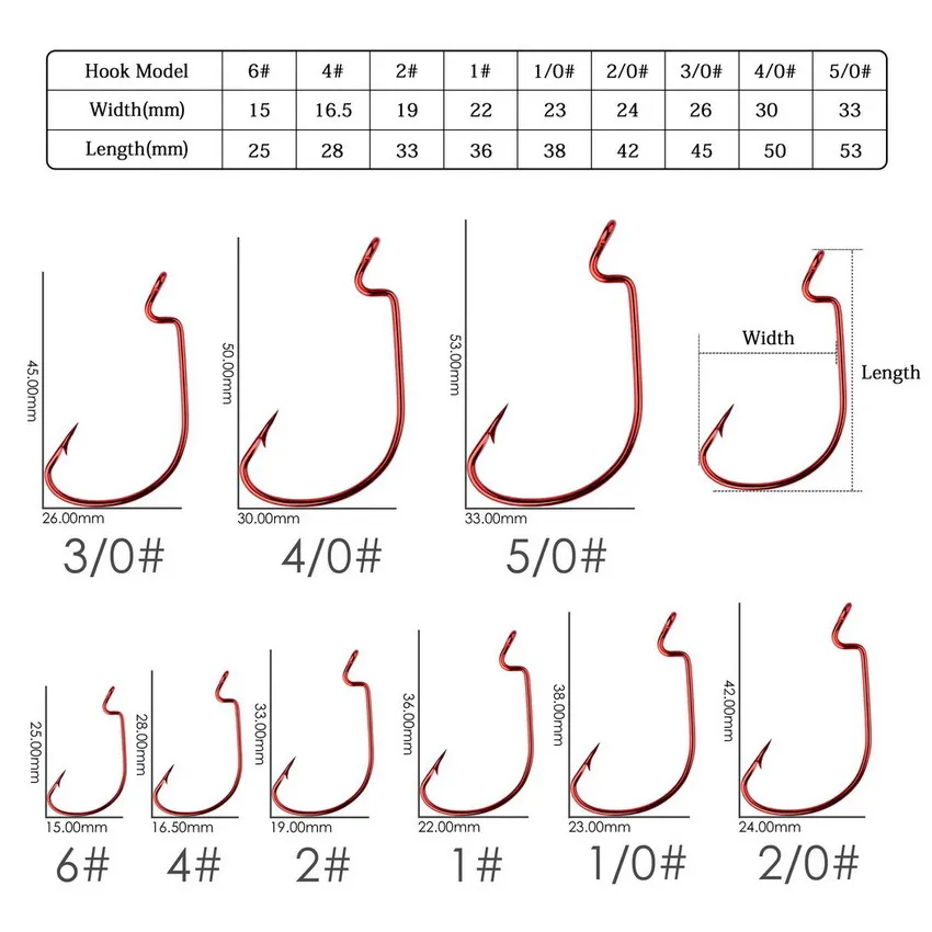 10 teile/satz Angelhaken Carbon Stahl Breite Kurbel Offset Angelhaken Für Weiche Wurm Köder 5/0 # -1 # Karpfen-Angelhaken mit Barsch-Stachel – Detail 3