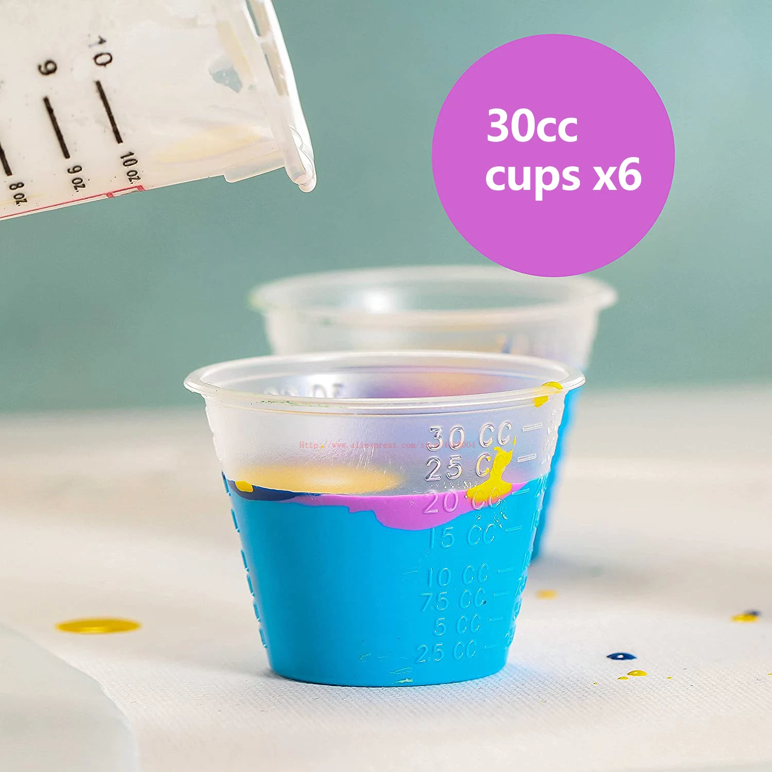 Imagem -05 - Copos de Mistura de Tinta Plástica Conjunto de Copo Calibrado Pote para Tintas de Mistura Precisas e Líquidos 300ml 400ml 10 Pcs