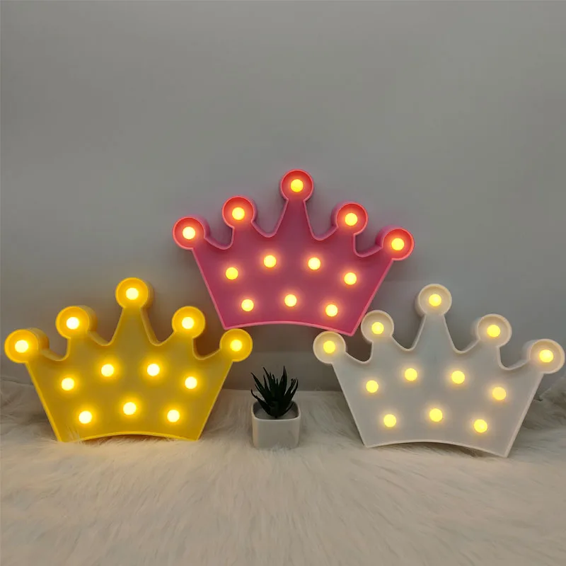 Veilleuse LED en forme de couronne 3D, lampe de table, fête de Noël, maison, chambre, mariage, fête de jardin, décoration murale, cadeau pour fille