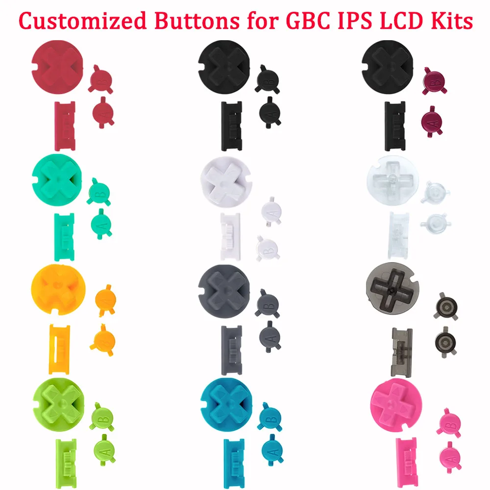 

High Quality IPS Custom Buttons for GBC Housing Shell D-Pad A B Buttons for GameBoy Color high light IPS LCD Screen kits