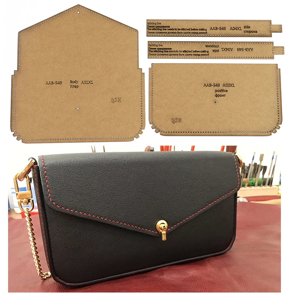 

Kraft paper template shoulder bag messenger bag card bag clutch wallet diy pattern drawing pattern pattern leather craft tool