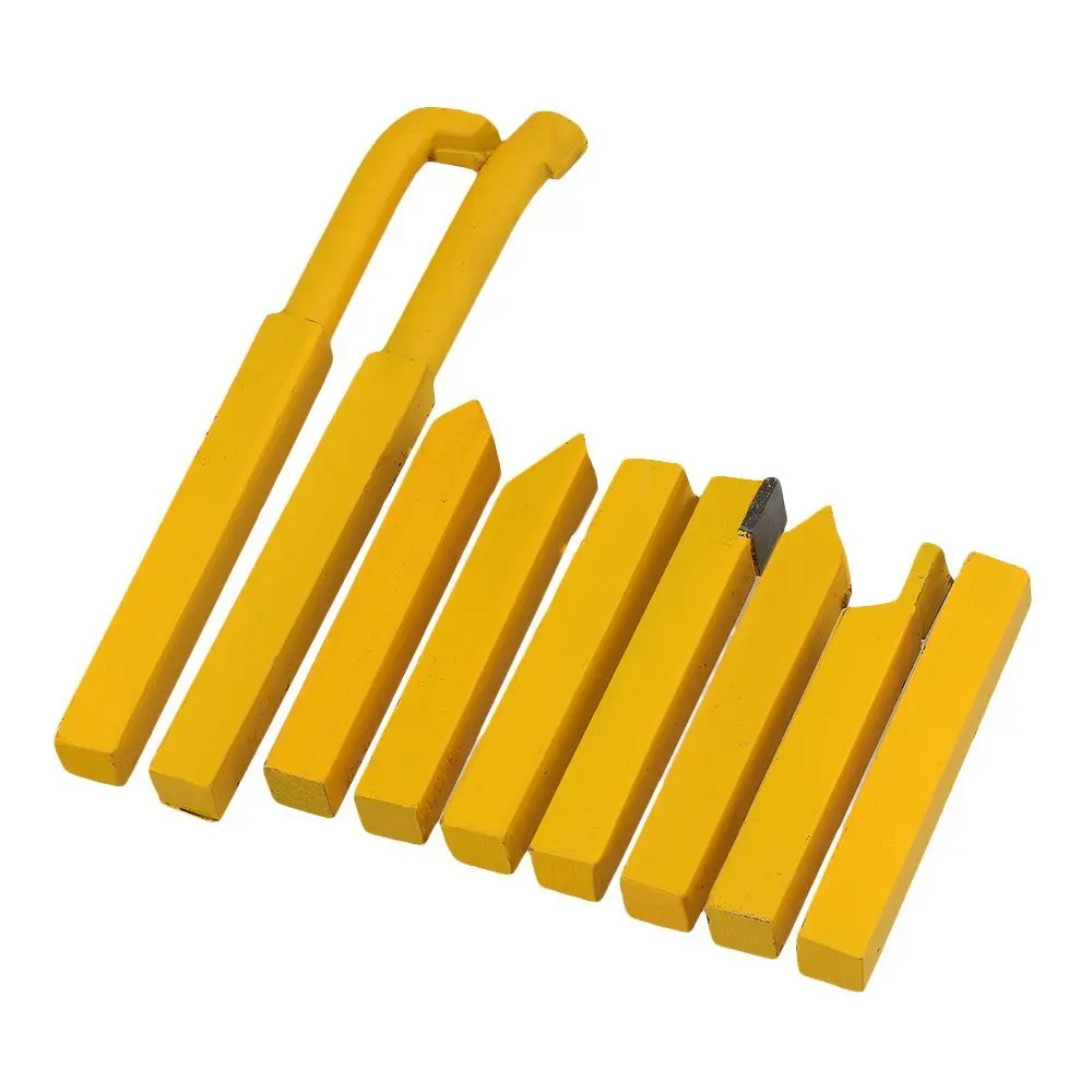 

9 Pieces 12x12mm Yellow Iron YT15 Alloy Square Shank Lathe Turnning Tool