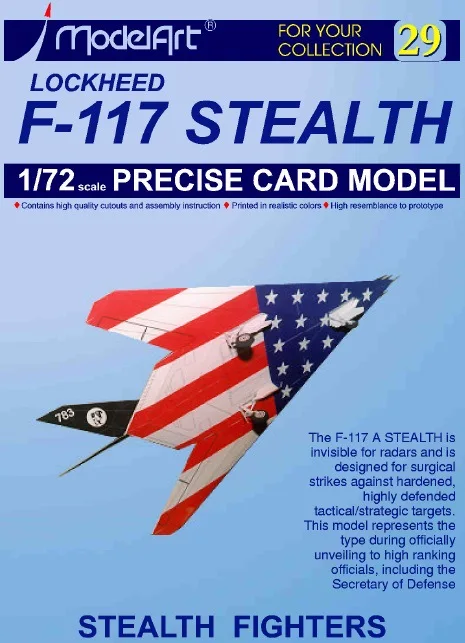 1:32 U.S. F-117 Stealth Bomber Nighthawk DIY 3D Paper Card Model Building Sets Construction Toys Educational Toys Military Model