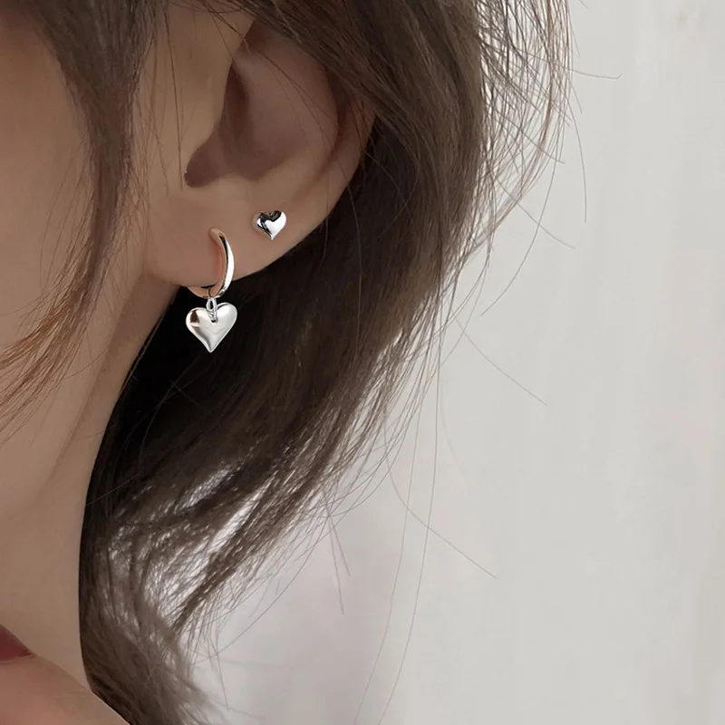 Xingyunday New  Asymmetry Heart Charm Studs Earrings For Women Party Jewelry Accessories