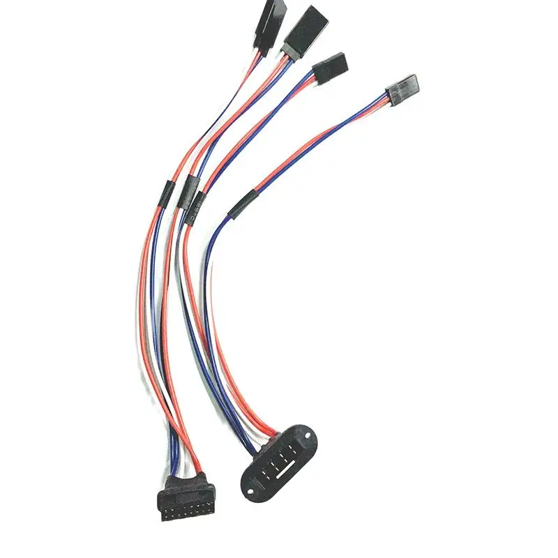 MPX 8 Pins Flange Mounted Male Female Multi Wire Dual Triple quadruple 2/3/4 Servo Extension Wire Harness 20awg for RC Plane