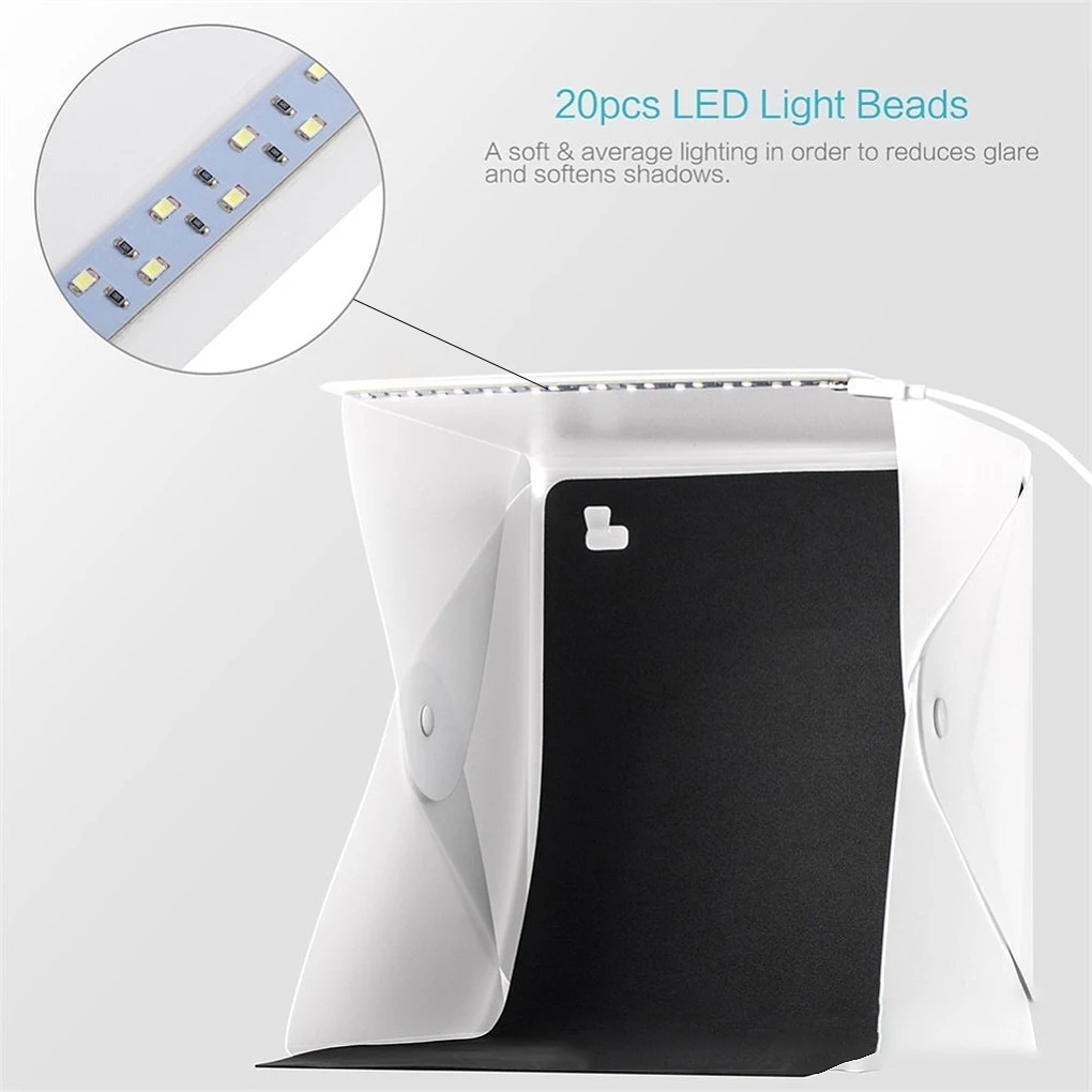 Photography Tent Foldable LED 2x5600k 2x550lm Detachable Household Box