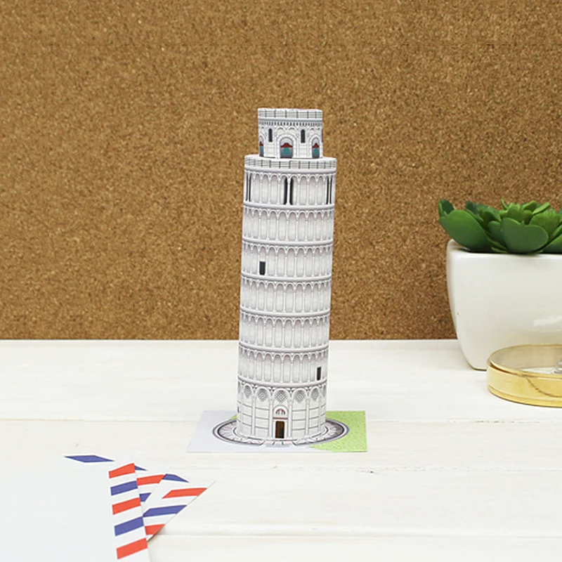 Torre Inclinada de Italia de Pisa, Mini modelo de papel 3D, casa Papercraft, arte de bricolaje, construcción de Origami, juguetes artesanales hechos a mano para niños y adultos, QD-206