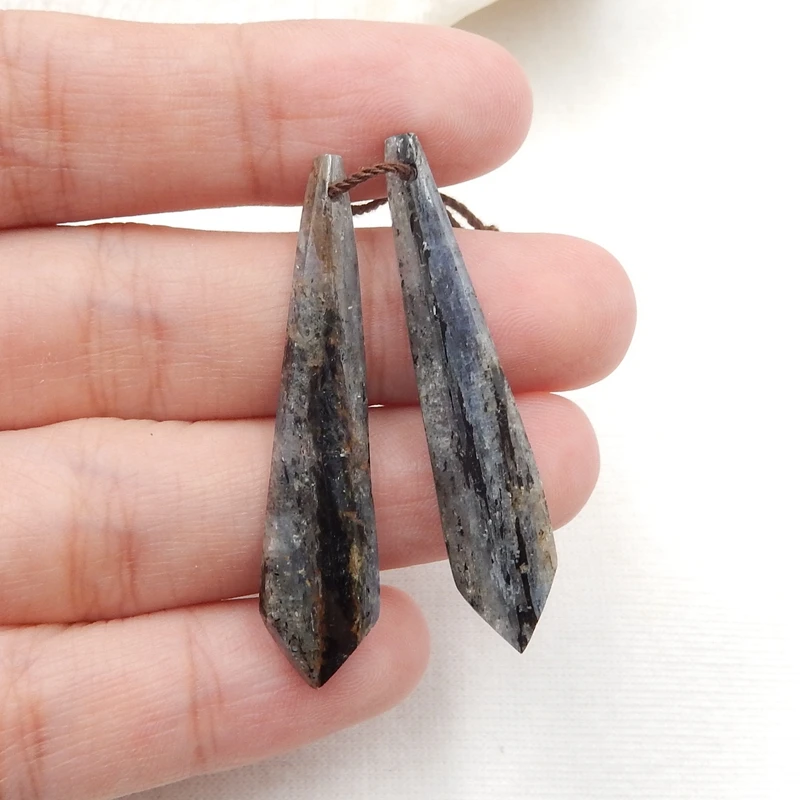 Natural Find jewelry Blue Kyanite Earrings Pairs,Fashion DIY Earring Semiprecious stone Jewelry Earring,42x10x4mm5.9g