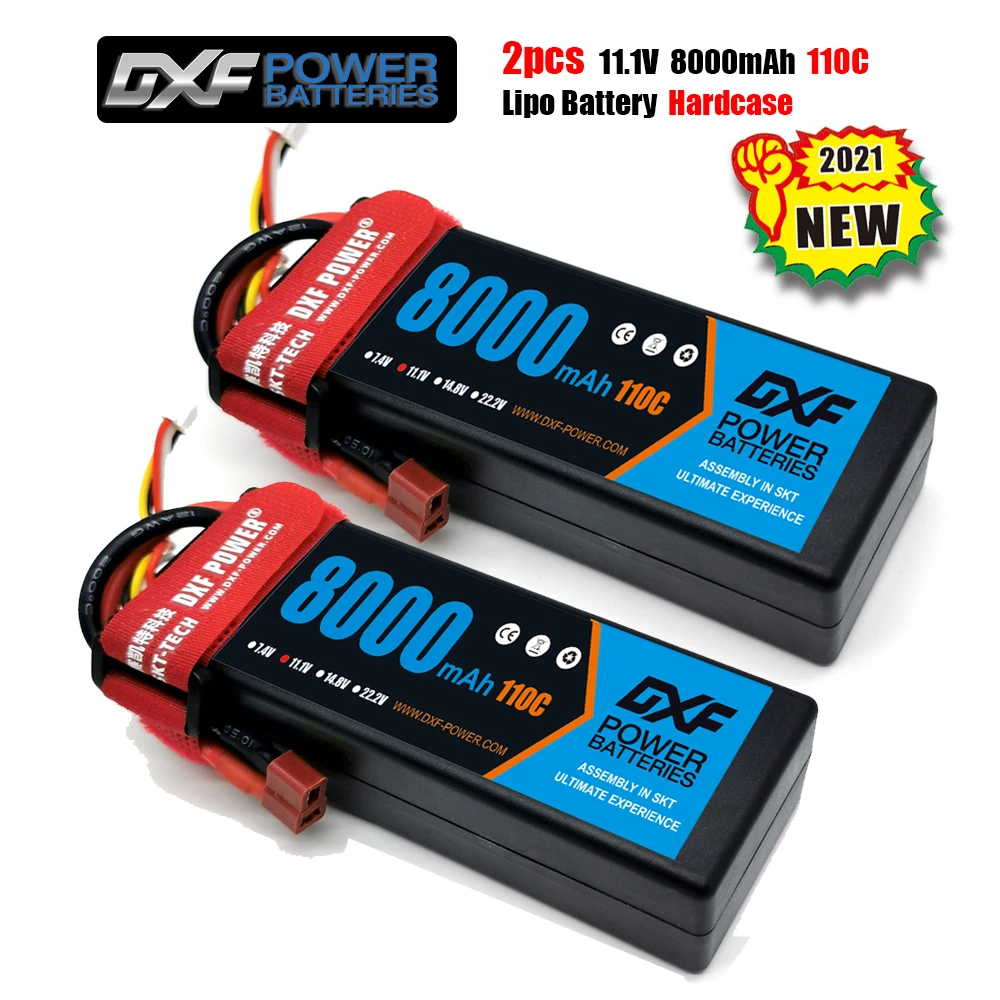 2PCS DXF Battery 2S 3S 4S lipo 7.4V 11.1V 14.8V 8000mAh 110C 5mm HardCase For Car Helicopter Quadcopter Truck Boat