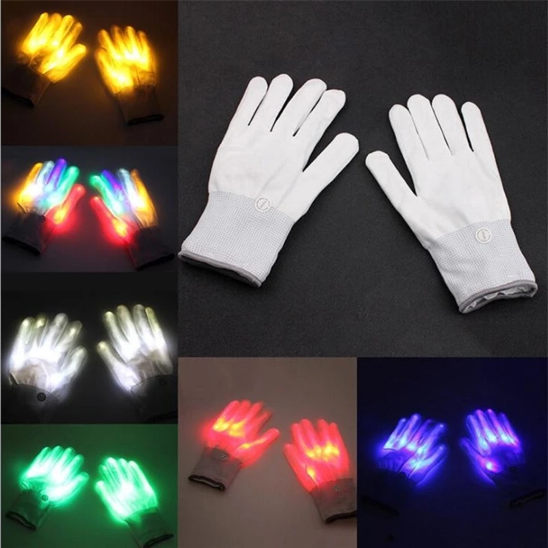 

Party Christmas Gift LED Colorful Glowing Gloves Novelty Hand Bones Stage Magic Finger Show Fluorescent Dance Flashing Glove