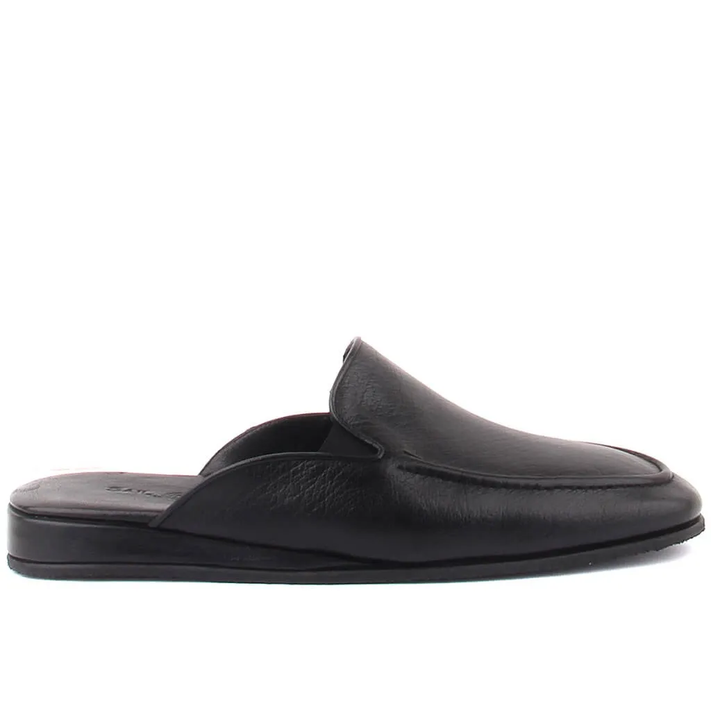 Sail-Lakers Black Leather Men 'S Slipper