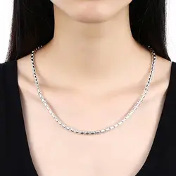 Unisex 925 Sterling Silver Necklace 4mm Box Chain round Personalized Jewelry Accessory Gift