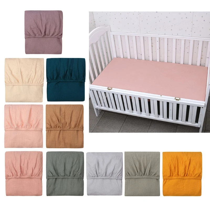 Baby Bed Fitted Sheet Cotton Crib Fitted Sheet Bedding Protector Solid Color Mattress Cover for Unisex Baby Boys Girls Dropship