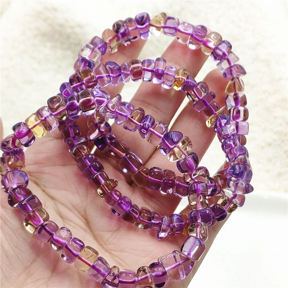 Natural Ametrine Quartz Purple Yellow Beads Bracelet Women 8mm Amethyst Citrine Clear Oval Beads Brazil Genuine AAAAA