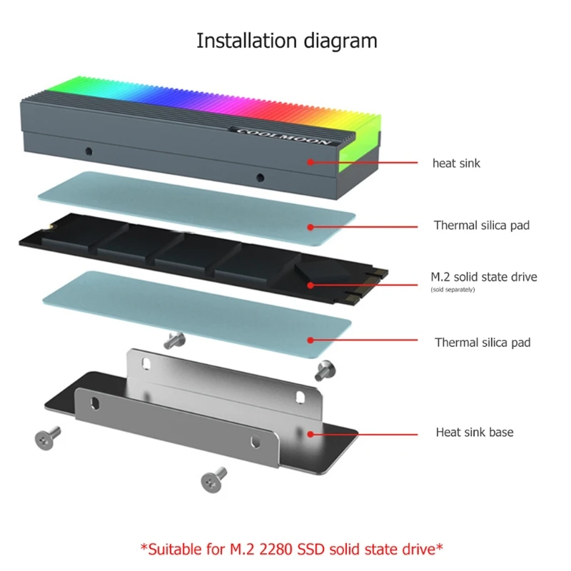 COOLMOON CM-M73S M.2 SSD Heatsink Cooler 2280 ARGB Solid State Disk Radiator