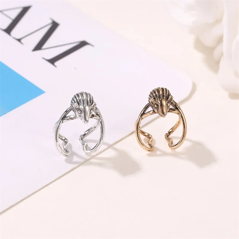 Retro Simple 3D Mouse Rat Animal U-shape Golden Silver Plated Copper Ear Cuff Clip Earrings for Women & Men