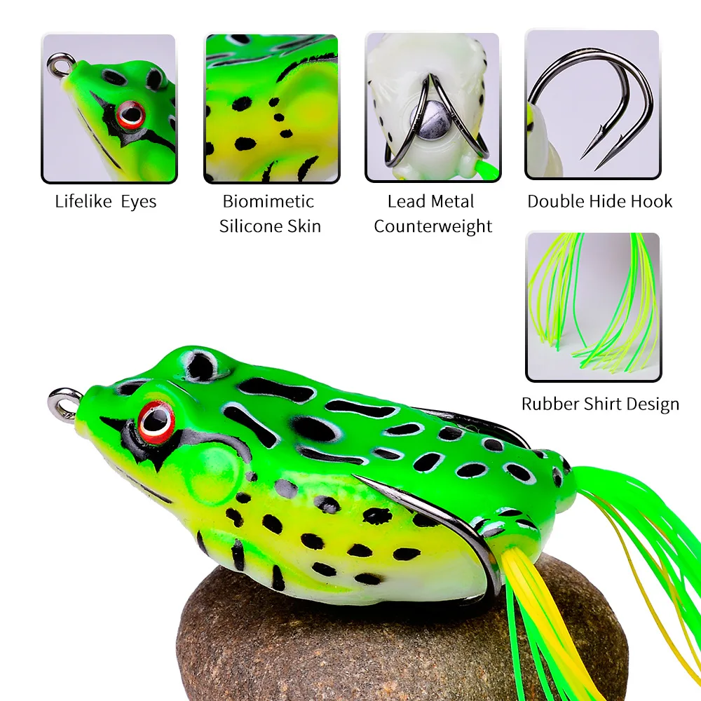 Leurre de pêche en forme de grenouille avec hameçons, appât Élen plastique souple avec yeux 3D, 5g, 8.5g, 13g, 17.5g, 1 pièce