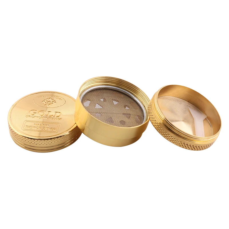 Herb Grinder  3Parts Zinc Alloy 40mm/50mm Tobacco Crusher Gold Grinder Herbal Crusher Hookah Pipe Smoke Accessories