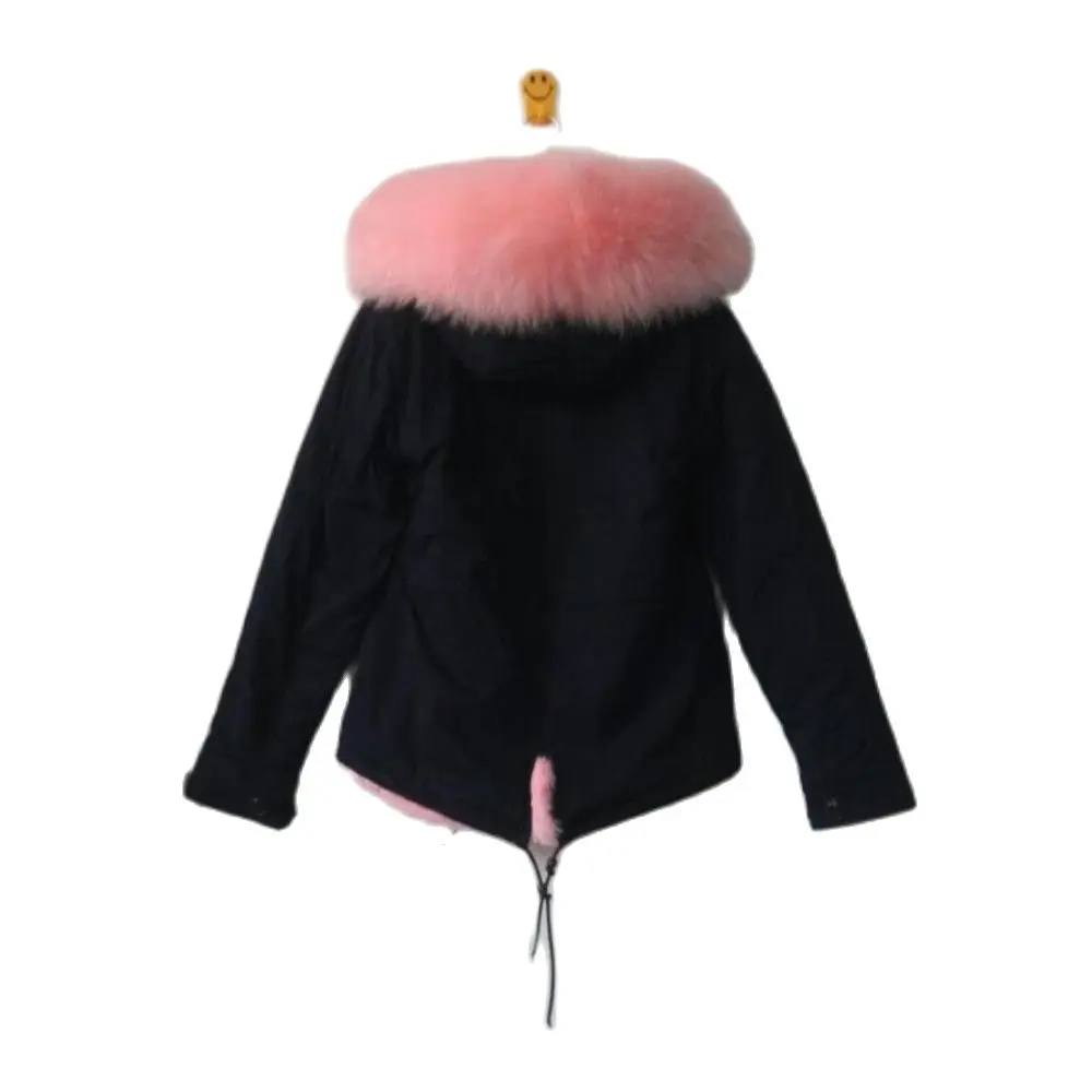 Hot Sale Mr&mrs Fur Navy/Army Green Parka Women Fashion Lightpink Warm Winter Wear Pink Fur Hoodies&Lined Outwear Down Jacket