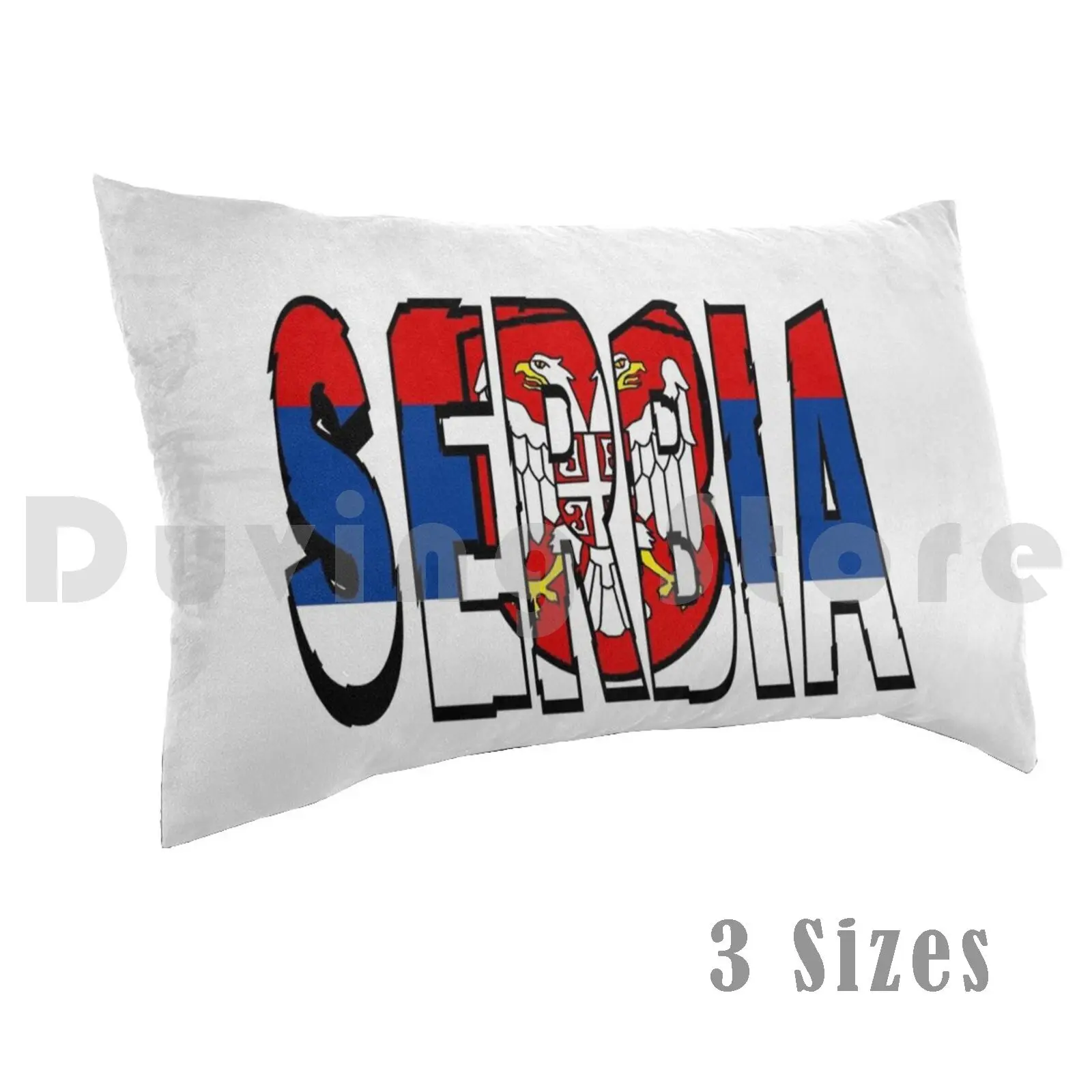 Serbia Flag Font Pillow Case Printed 50x75 Serbia Serbian Country Countries Euro Yugolsavia Slovakia