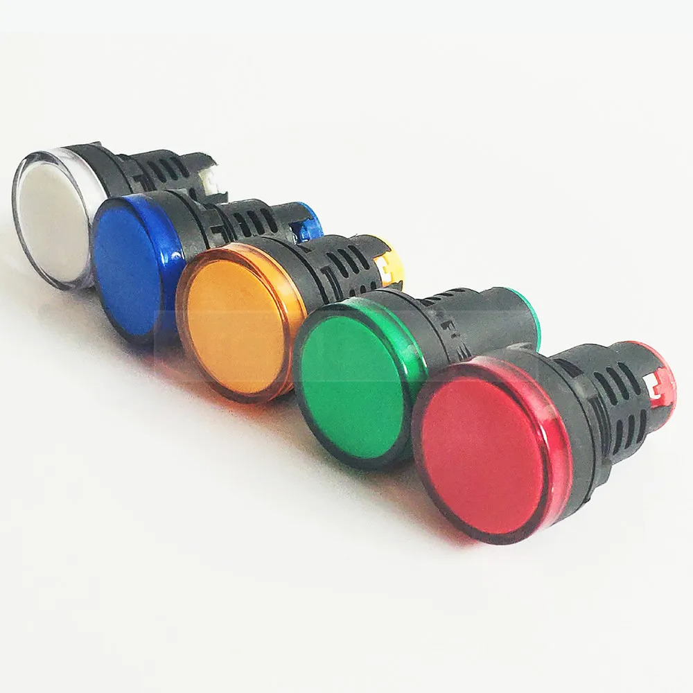 LED Plastic Indicator light 30mm waterproof Signal lamp POWER LIGHT DC12V DC24V AC220V red yellow green white blue indication