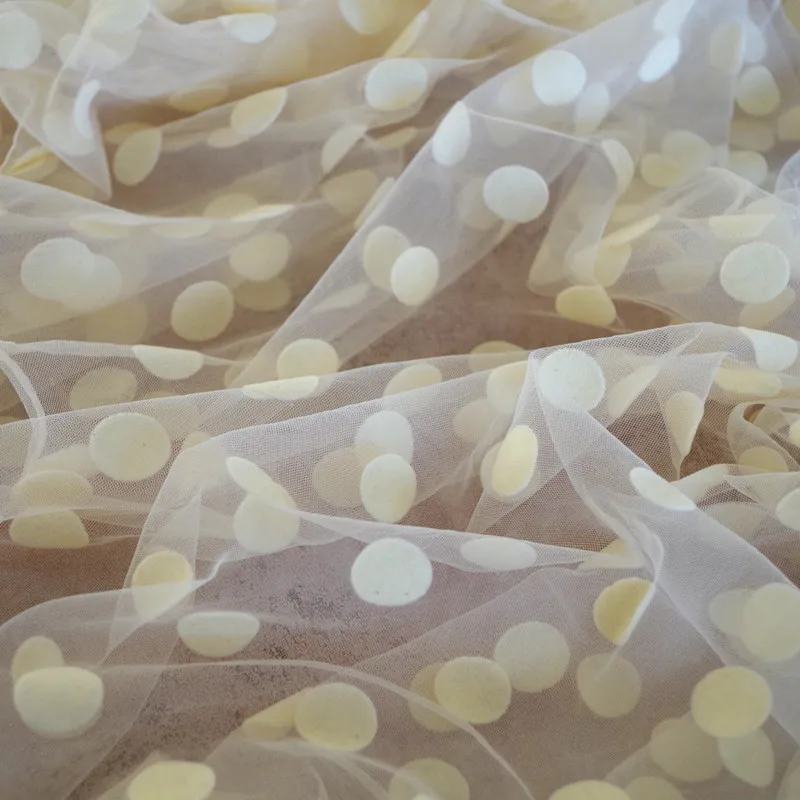 5 yards Polka Dot Tulle Soft Tulle Fabric With Flock Dots Velvet Dots Fabric Mesh