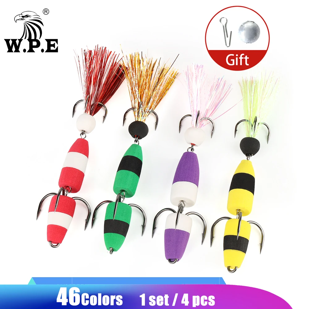 W.P.E Fishing Lure 4pcs/lot Size M Multicolor Jig Swim bait Wobblers Soft Fishing Lure Bass Fishing Bait with a free Lead