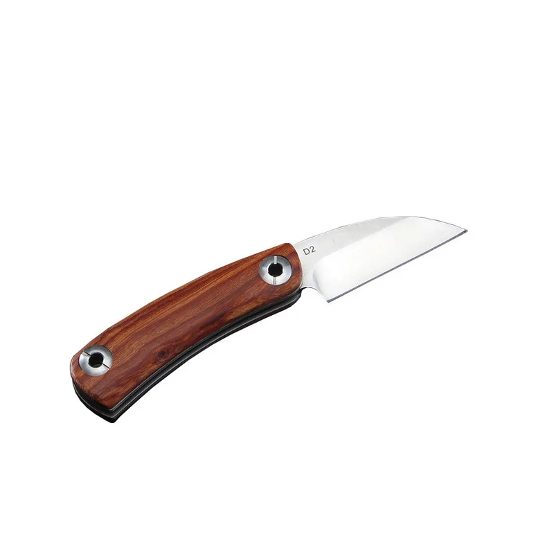 D2 Steel Folding Knife Lockless Small Razor Outdoor Knife Portable Self-defense Survival Folding Pocket knife Sandalwood