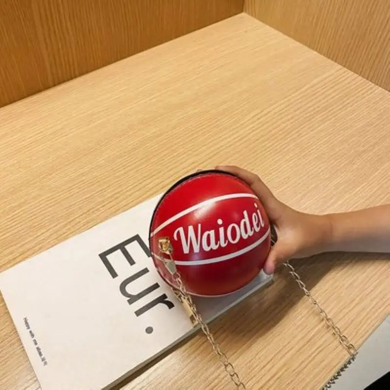 1 قطعة المحافظ الكرة للأطفال حقائب الكتف Crossbody سلسلة حقائب اليد شخصية الإناث الجلود الوردي حقيبة كرة السلة