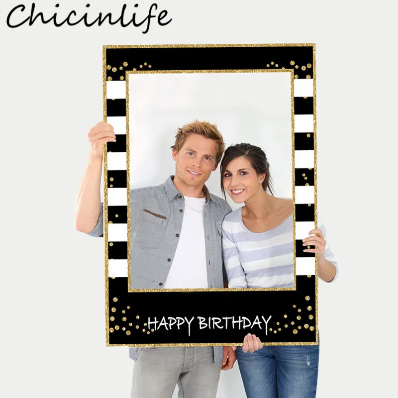 Chicinlife 1Pcs Happy Birthday Photo Booth Frame Props Kids Favors Adult Birthday Party PhotoBooth Props Anniversary Supplies