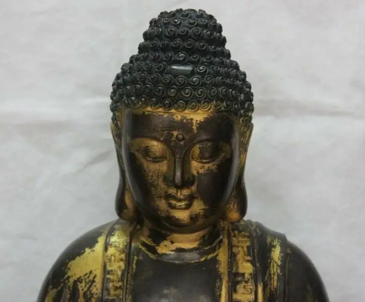 Folk Bronze Copper Temple Buddhism Amitabha Sakyamuni Tathagata Buddha Statue