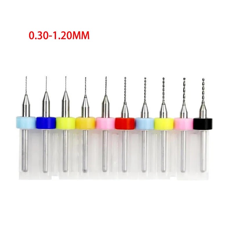 10pcs 0.1mm-3.0mm 3.175mm 1/8'' Tungsten Carbide PCB Drill Bits Print Circuit Board Mini CNC Drilling Bit Set Engraving Tools