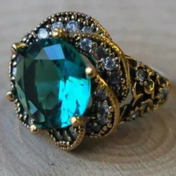 Fashion Women Jewelry Round Cut Lake Blue Zircon Bridal Rings for Wedding Engagement Ring Set Gifts