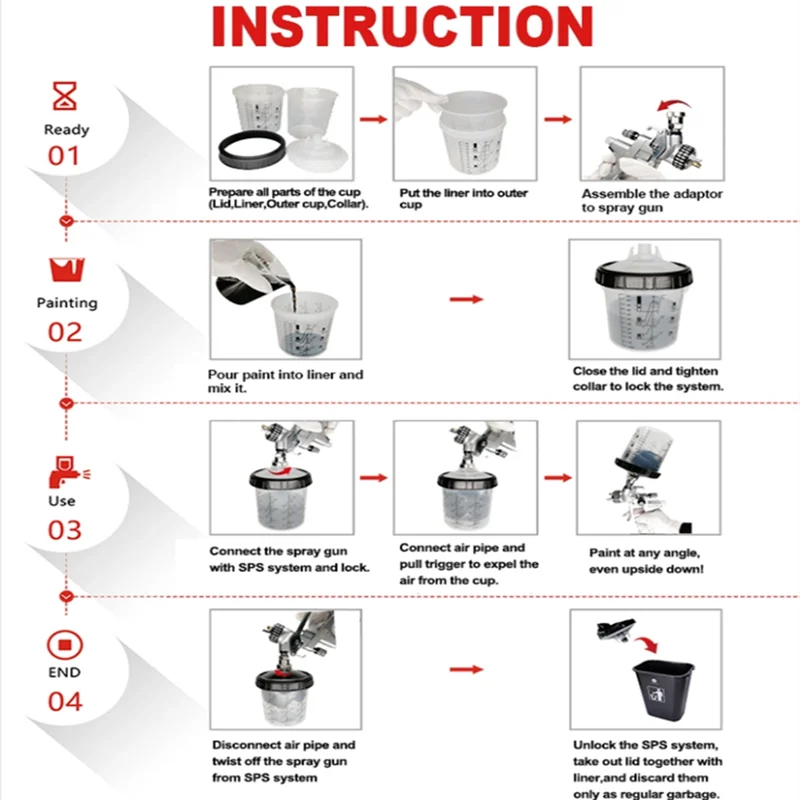 10pcs Bulk Sale Spray Gun Paint Tank Spray Gun Mixing Cup 165/400/600ml Disposable Measuring Cup Type H/O Quick Cup