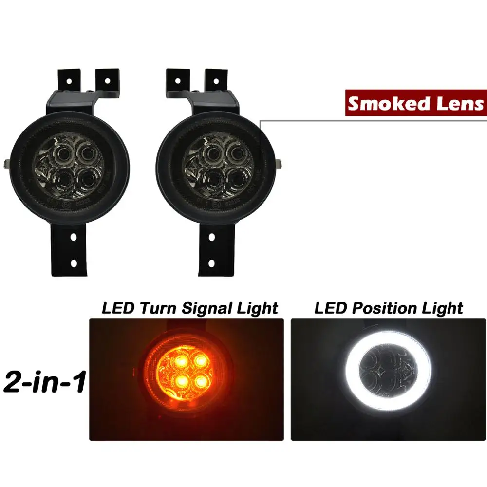 2Pcs Fro Mini Cooper R50 R52 R53 2-IN-1 High Brightness Car Front Amber LED Turn Signal Light And White Position Lamp