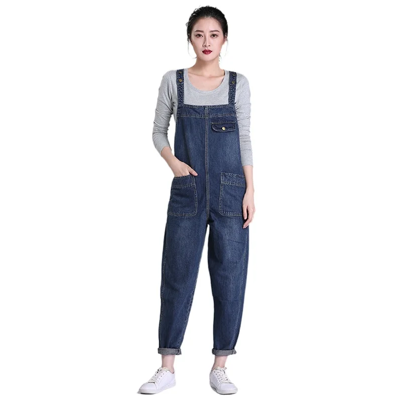 

Spring Summer Women Black Denim Jumpsuit Casual Pocket Jeans Romper Female Adjustable Strap Denim Overalls