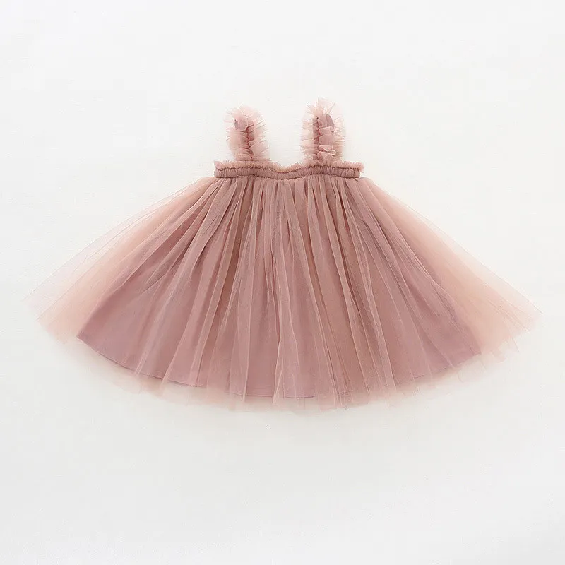 2024 new Summer Cute Sleeveless Strap Tulle Baby Girl Dress First Birthday Girl Party Princess Dress Toddler Girl Clothes 12M-4T