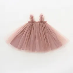 2024 new Summer Cute Sleeveless Strap Tulle Baby Girl Dress First Birthday Girl Party Princess Dress Toddler Girl Clothes 12M-4T