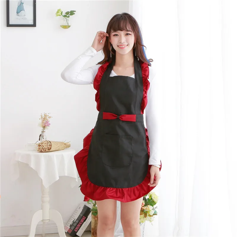 Korean Ruffles Aprons For Woman Lovely Coffee Milk Tea Shop Beauty Salon Flower Shop Bib Home Kitchen Apron Baking Accessories