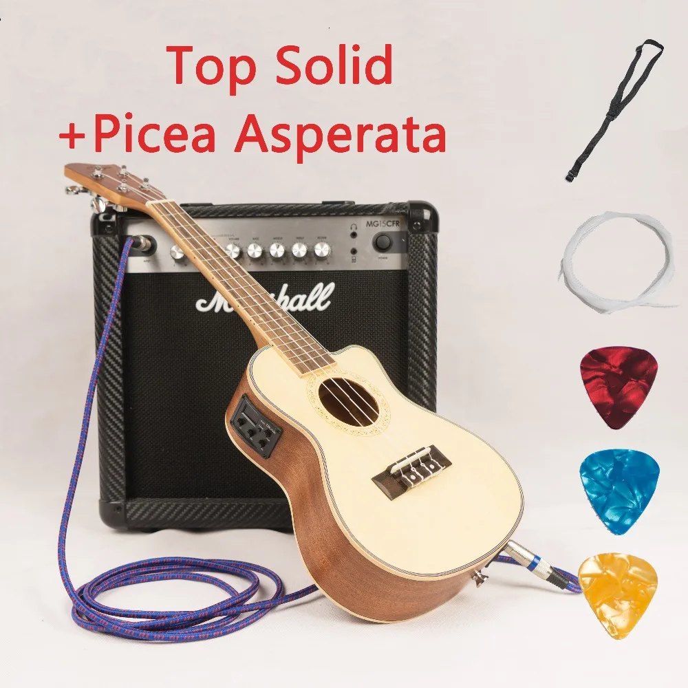 

Solid Top Ukulele 23 26 Inch Guitar Acoustic Electric Concert Tenor 4 Strings Ukelele Cutaway Guitarra Spruce Picea Asperata UKE