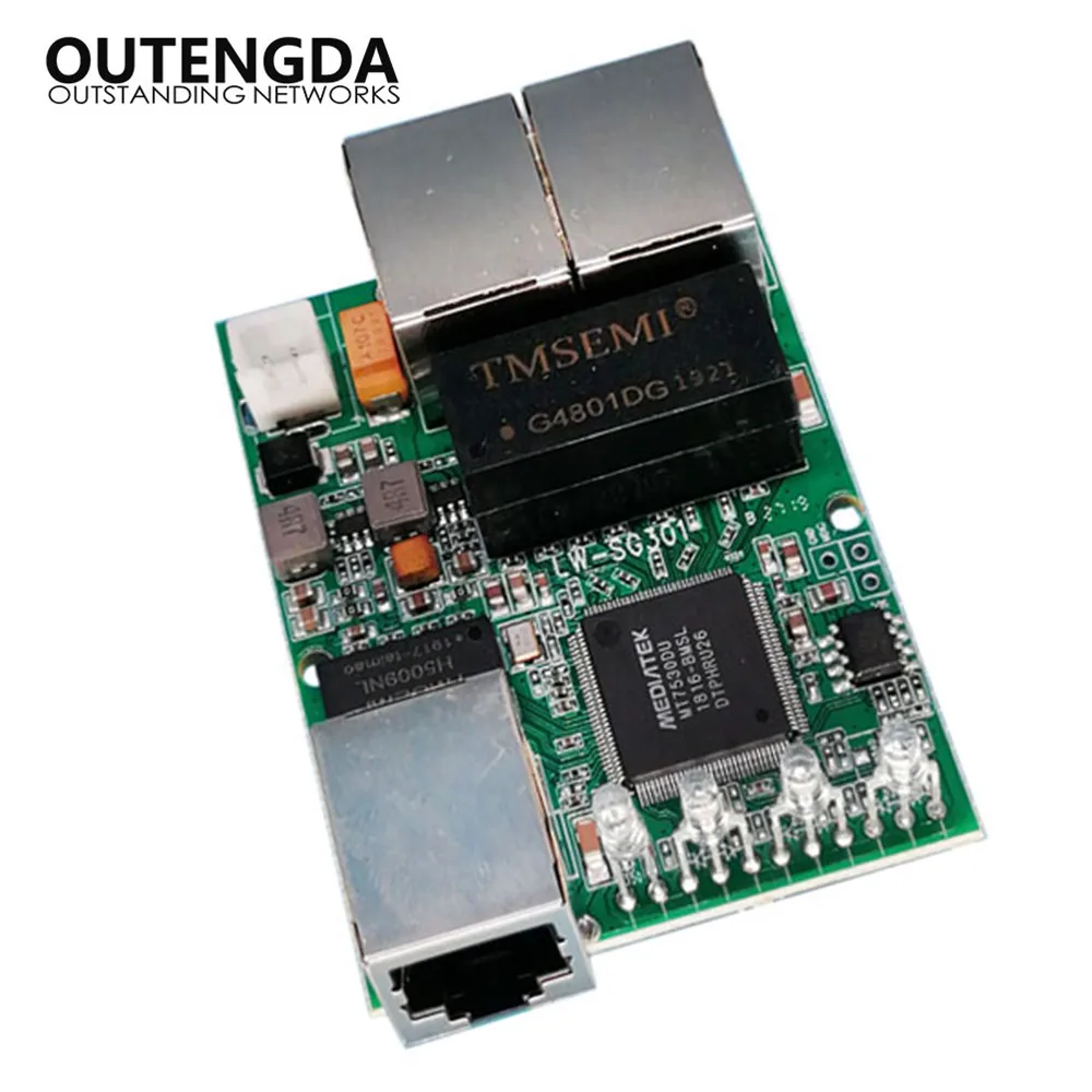 Network Hub Switch Pcba Module, Monitoramento de Segurança, Mini Gigabit, Built-In Ethernet, Fast Network Switch, 3 Portas, 10 Mbps, 100 Mbps, 1000Mbps