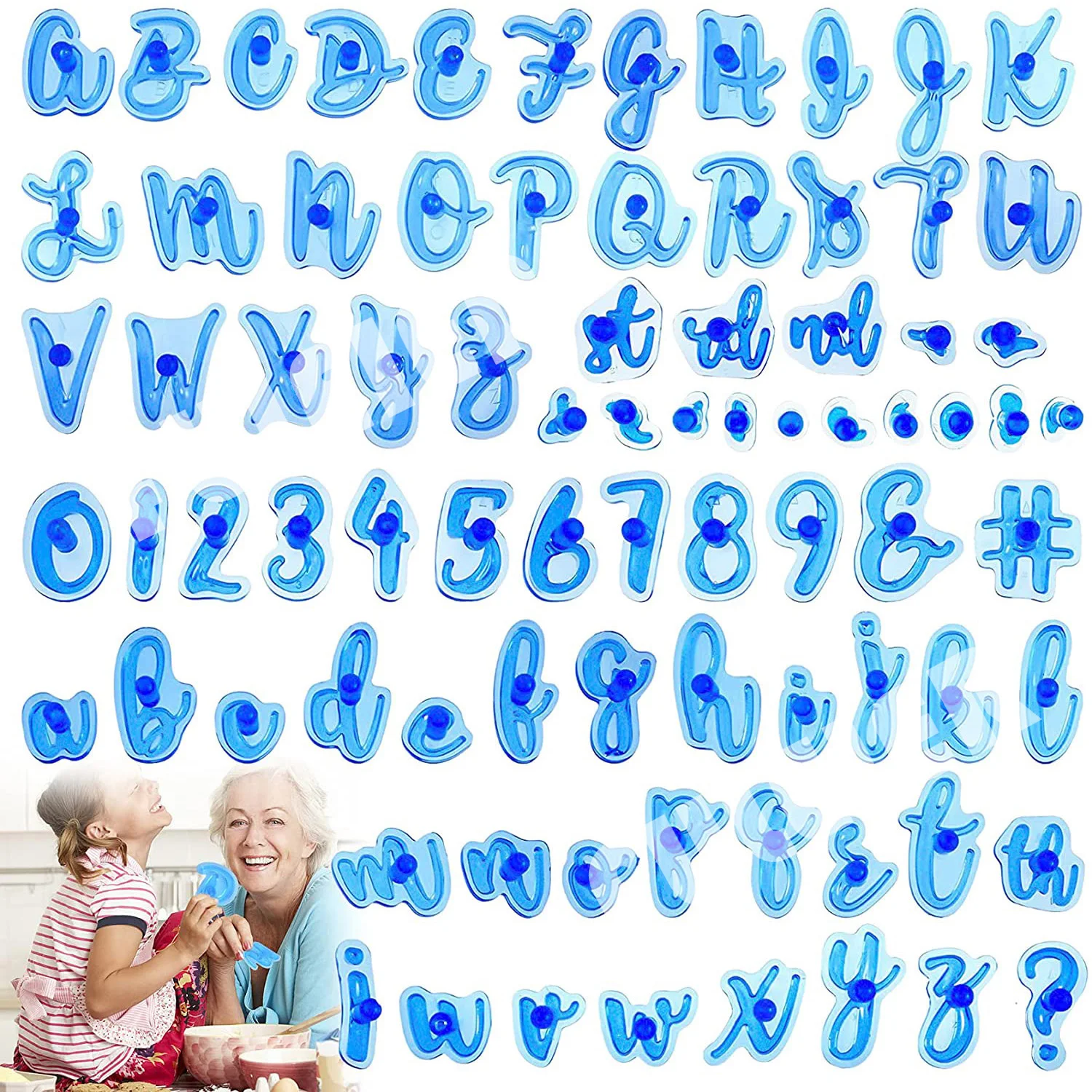 Alphabet Number Cake Stamp Fun Upper Lower Case Set Special Character Cookie Sugar Fondant Baking Mold Cake Decoration Tool