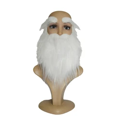 Papai noel barba branca sobrancelhas brancas falsa barba simulação barba cosplay papel fantasia vestido festa decoração engraçado falsa barba